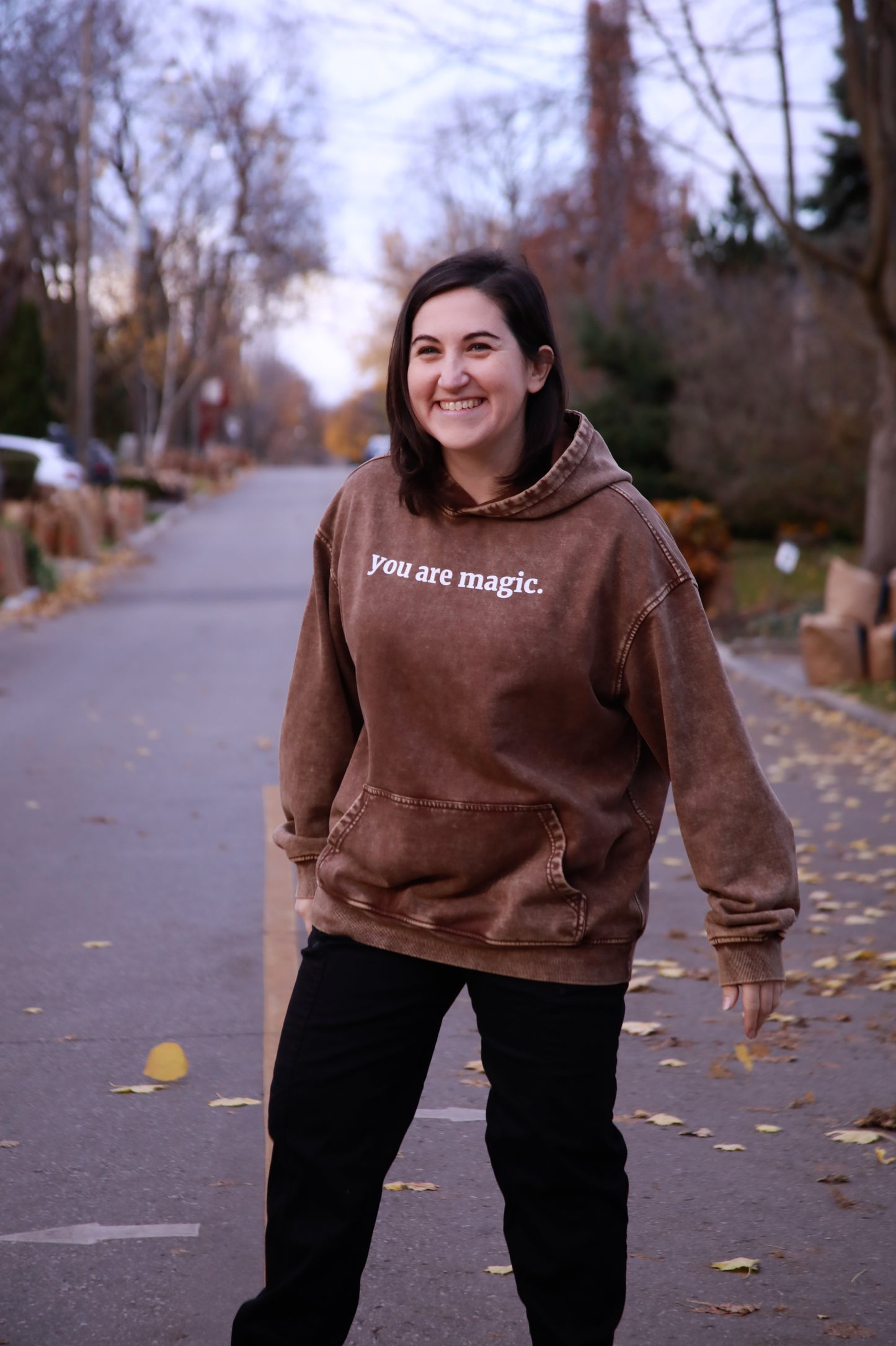 you are magic - Oversized Heavyweight Faded Hoodie - Brown
