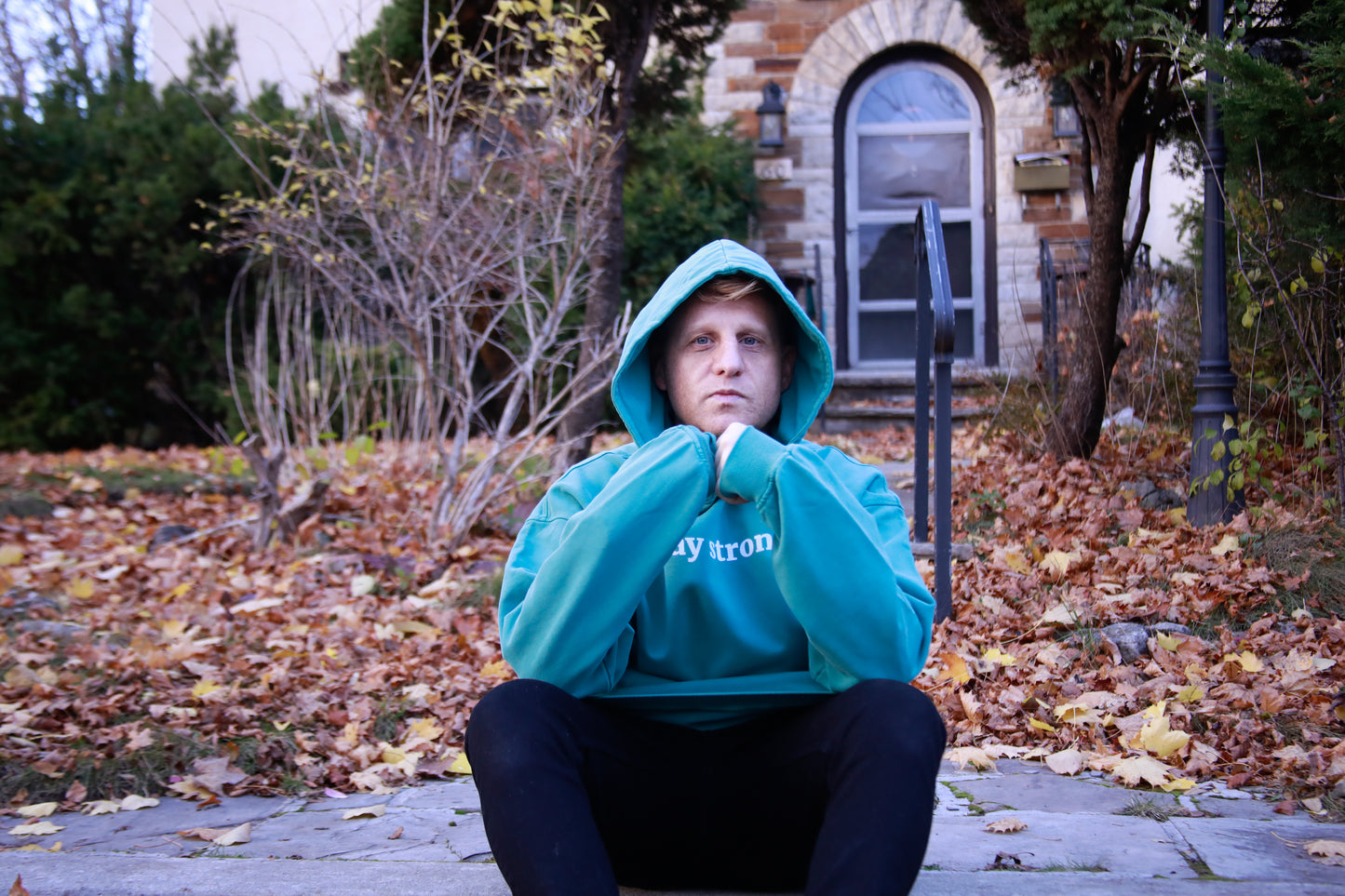 stay strong - Oversized Retro Hoodie - Aqua