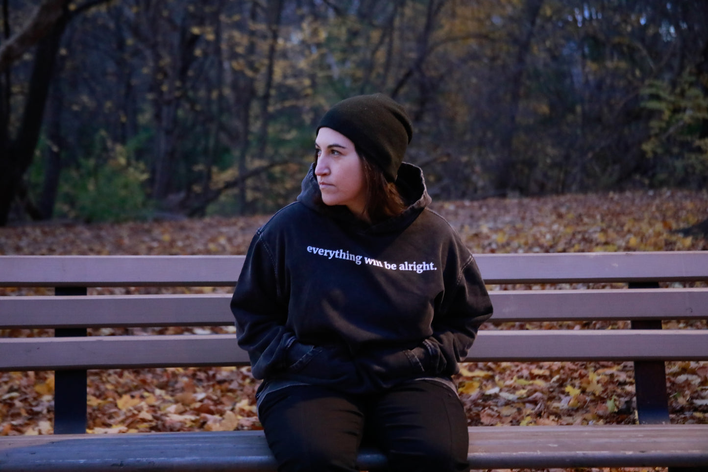 everything will be alright - Oversized Heavyweight Sun Faded - Smokey Black