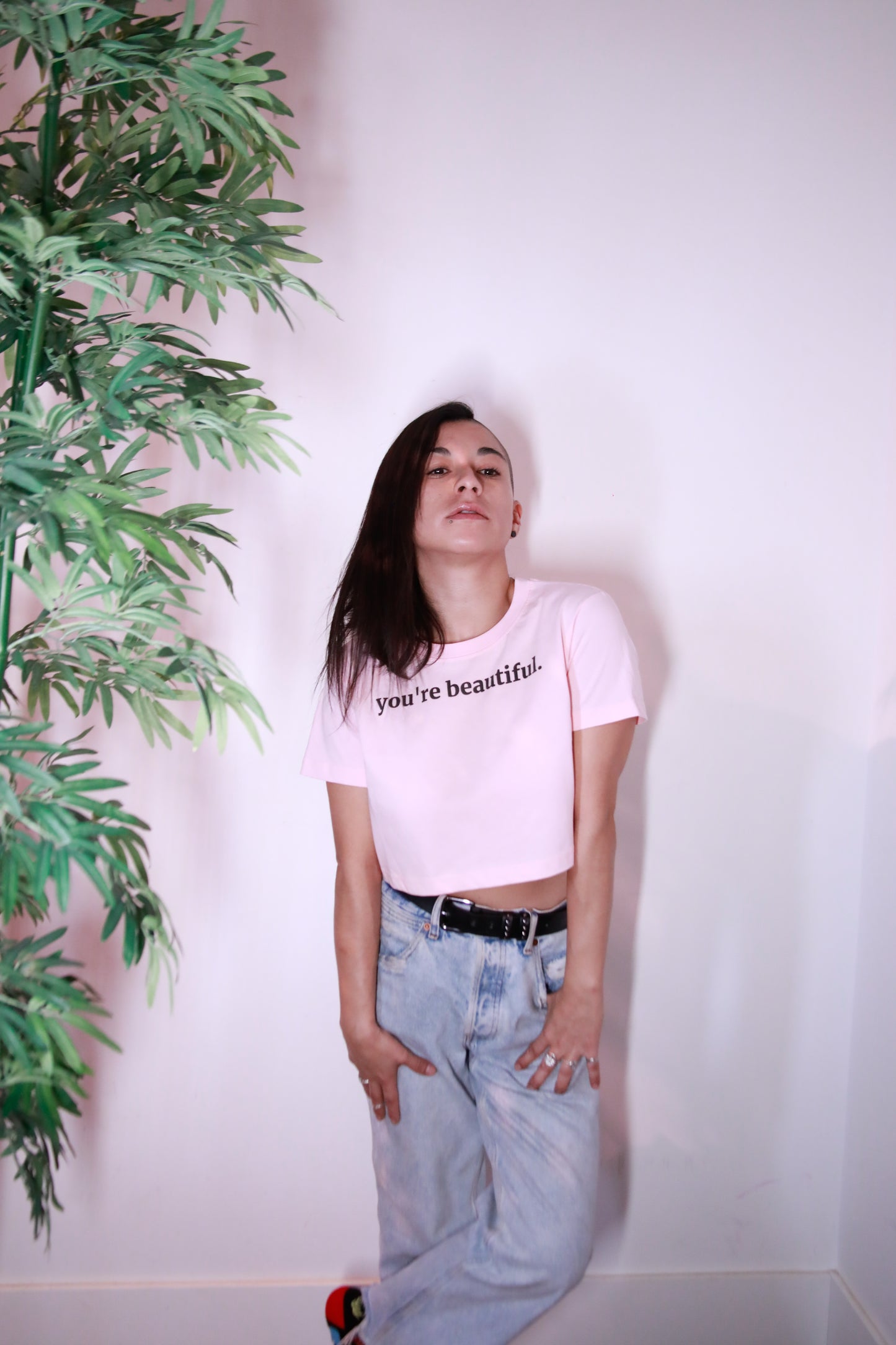 you're beautiful - Ladies Crop T-Shirt - Pink