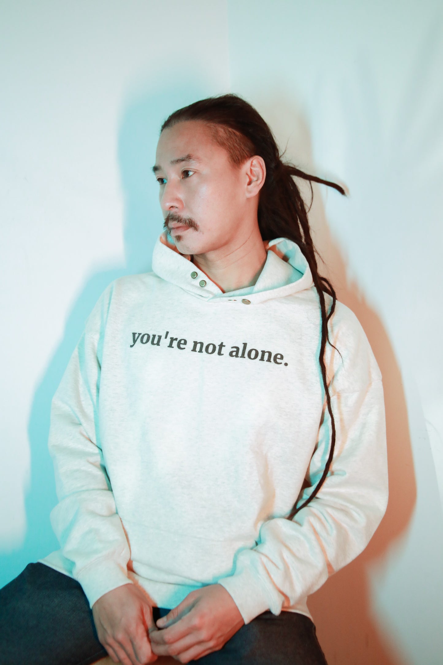 you're not alone - Fleece-Lined Double Snap Collar - Heather Grey