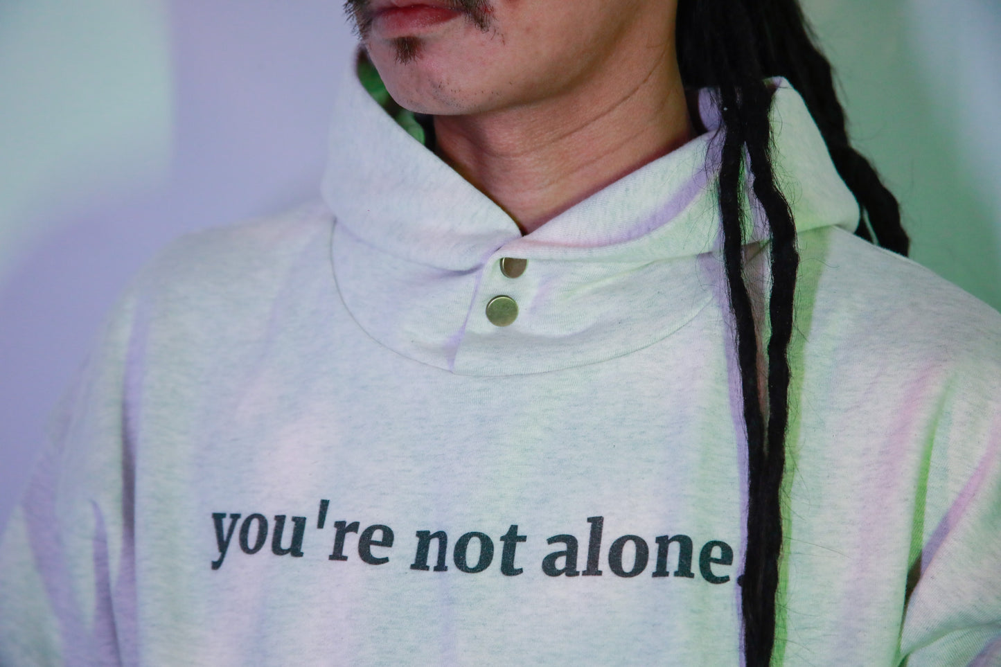 you're not alone - Fleece-Lined Double Snap Collar - Heather Grey