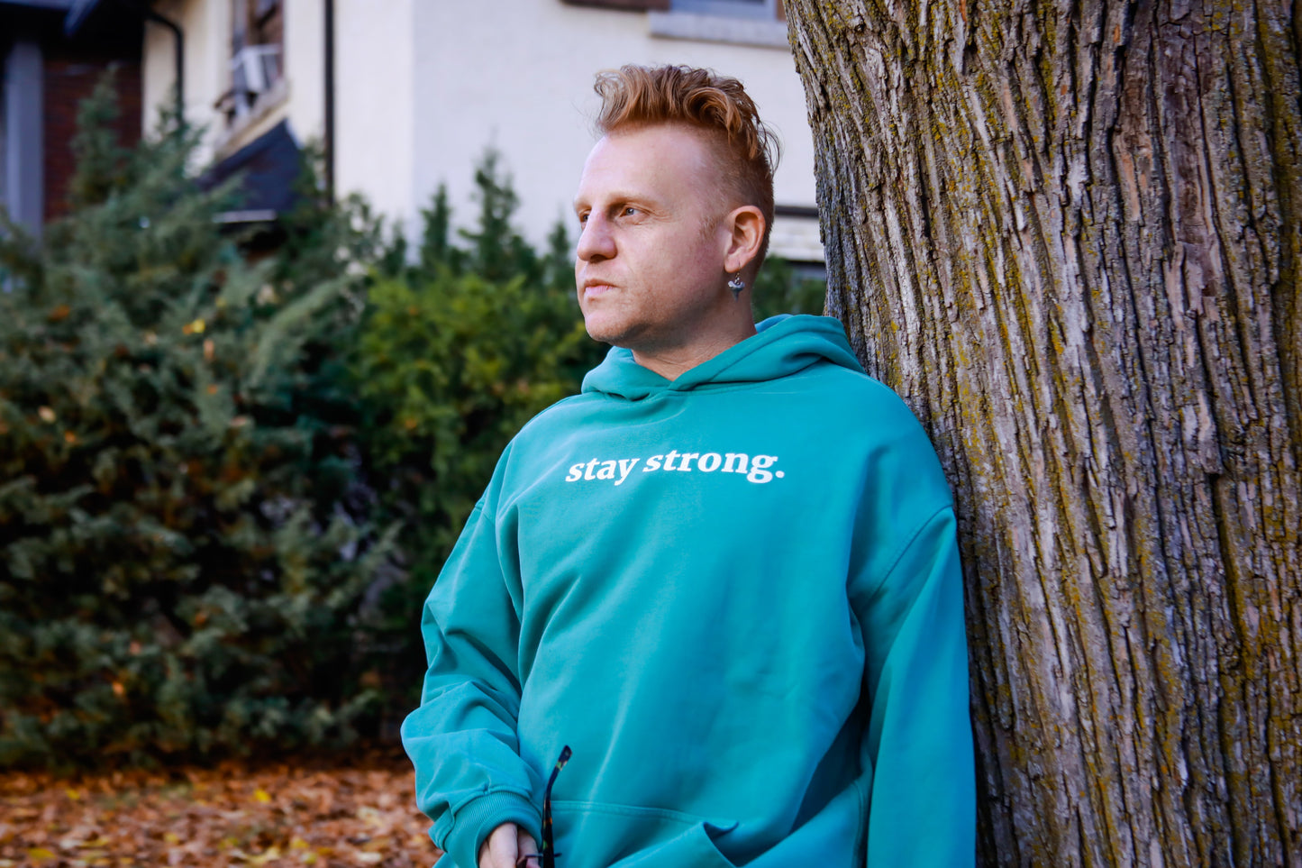 stay strong - Oversized Retro Hoodie - Aqua