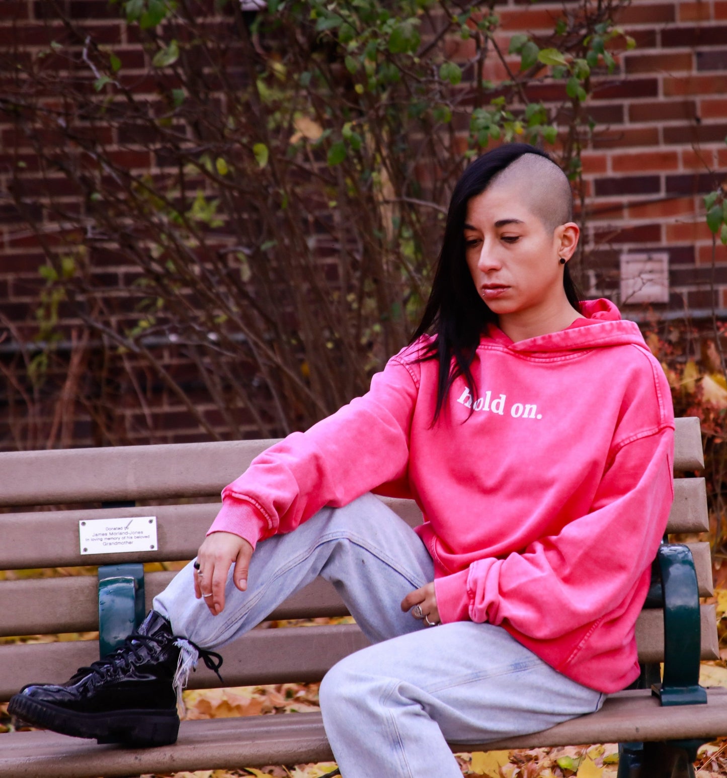 hold on - Faded Oversized Hoodie - Pink