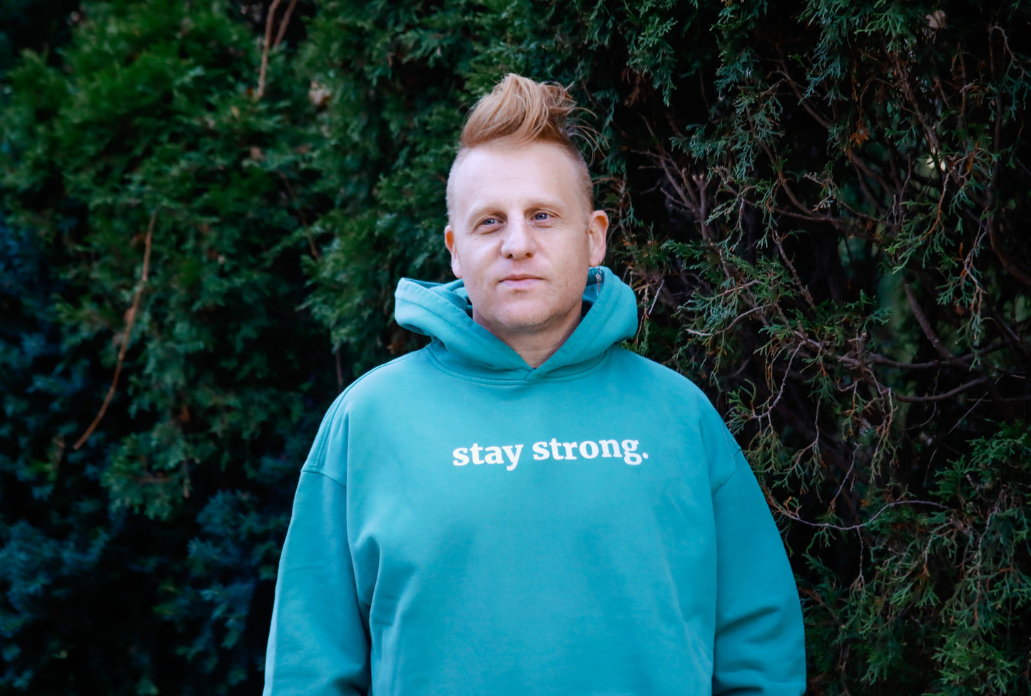 stay strong - Oversized Retro Hoodie - Aqua
