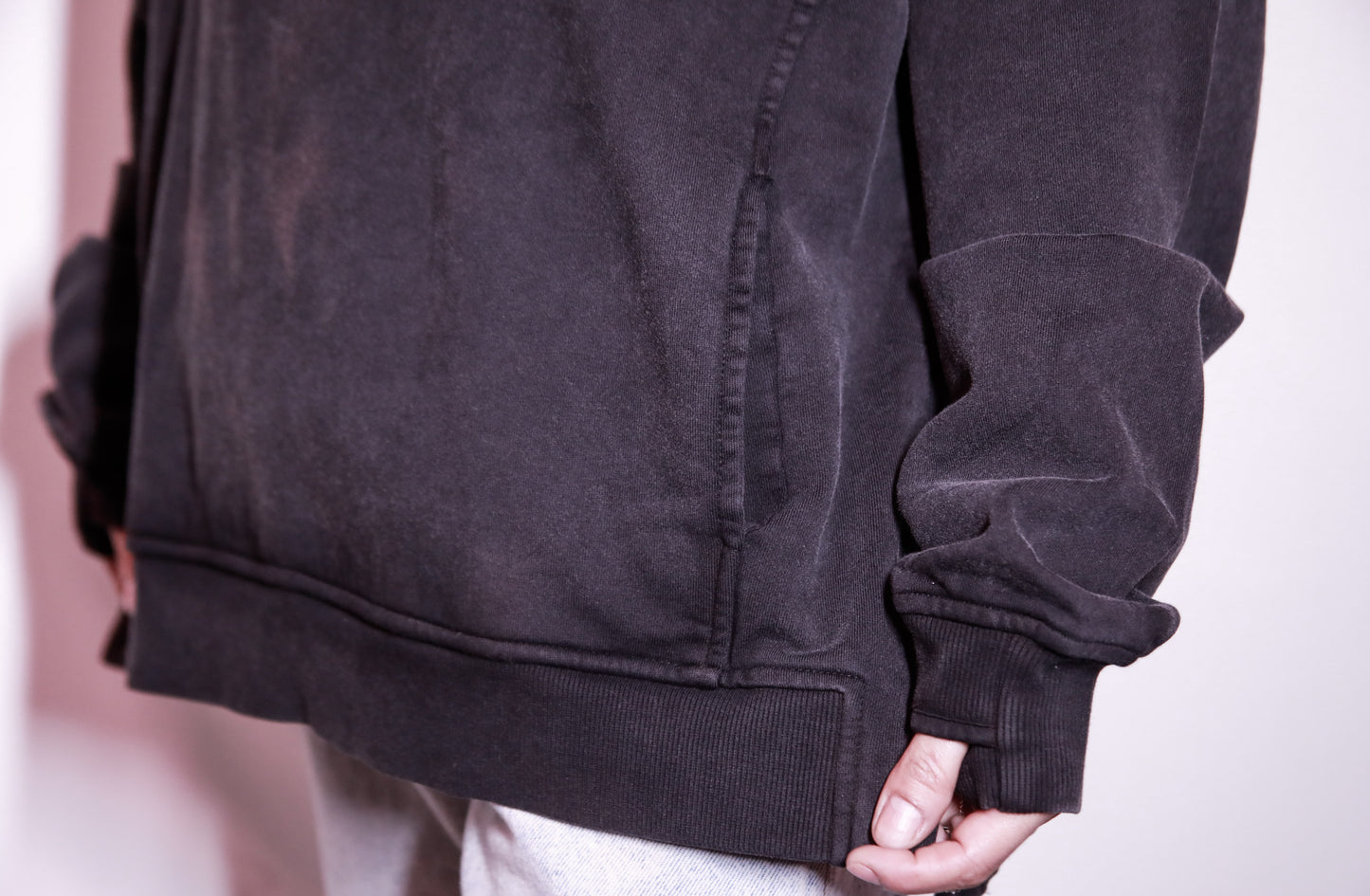 this too shall f*ing pass - Faded Slit Hem Turtleneck Hoodie - Black