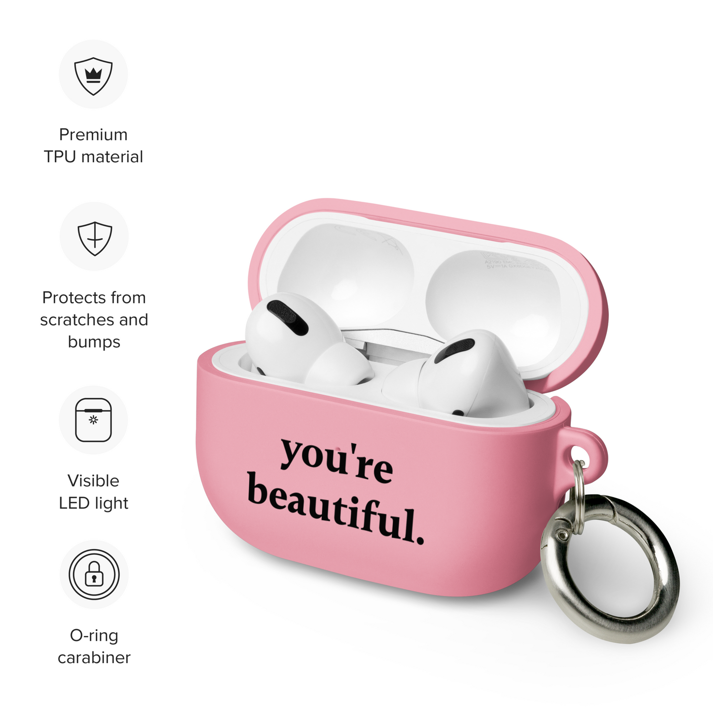 you're beautiful - Rubber Case for AirPods® - Mint and Pink
