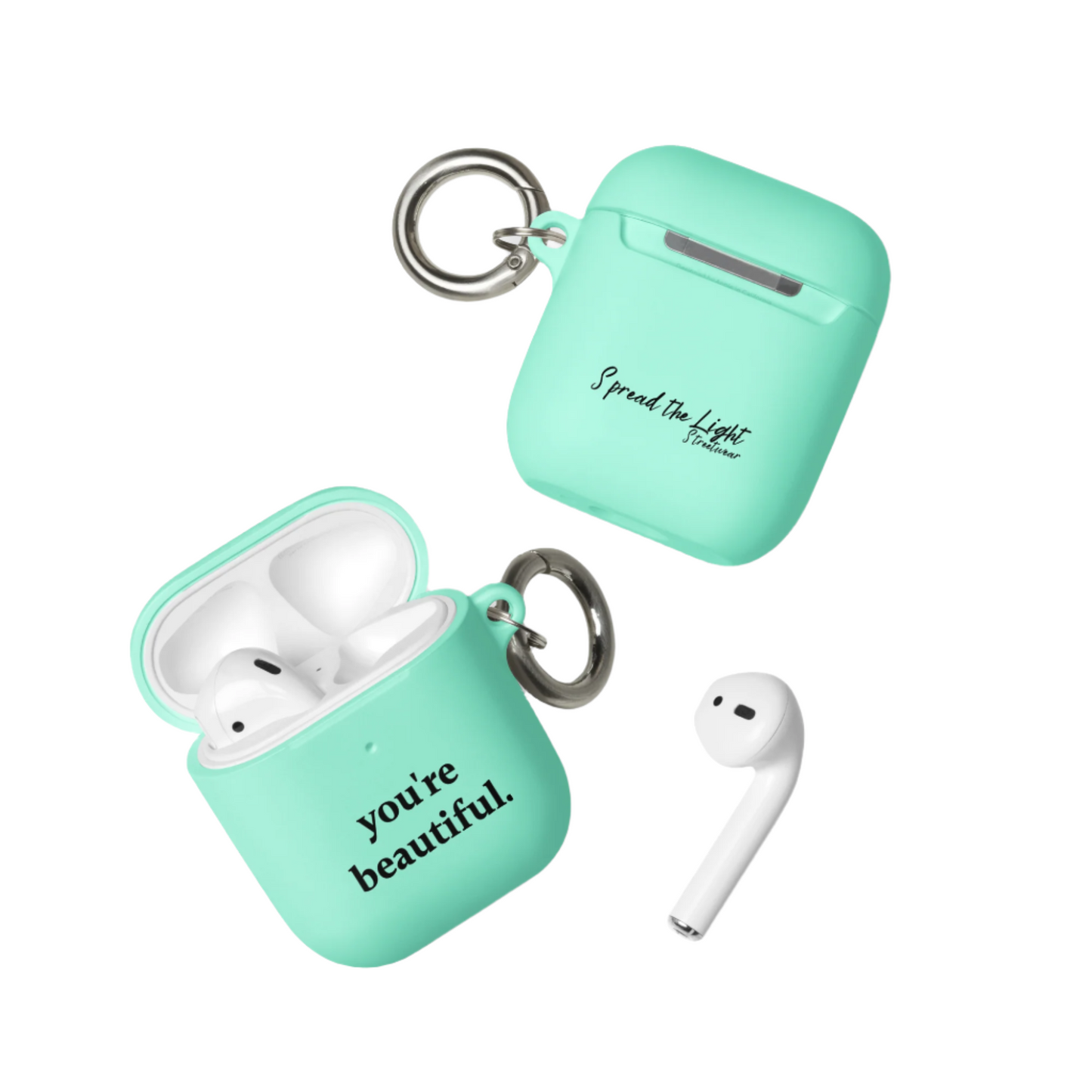 you're beautiful - Rubber Case for AirPods® - Mint and Pink