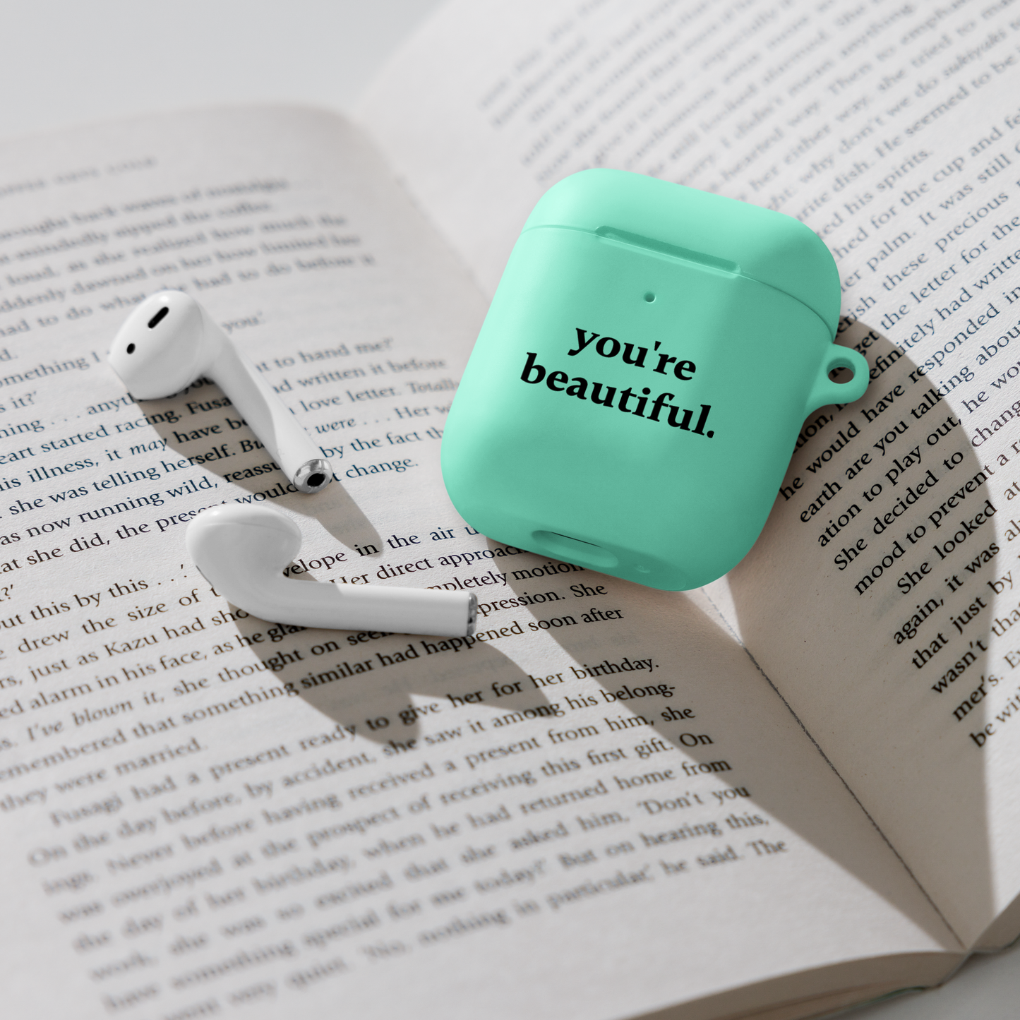 you're beautiful - Rubber Case for AirPods® - Mint and Pink