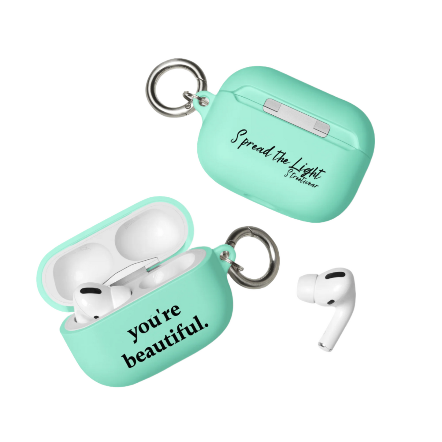 you're beautiful - Rubber Case for AirPods® - Mint and Pink