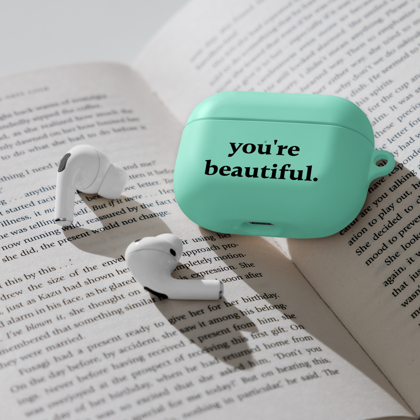 you're beautiful - Rubber Case for AirPods® - Mint and Pink