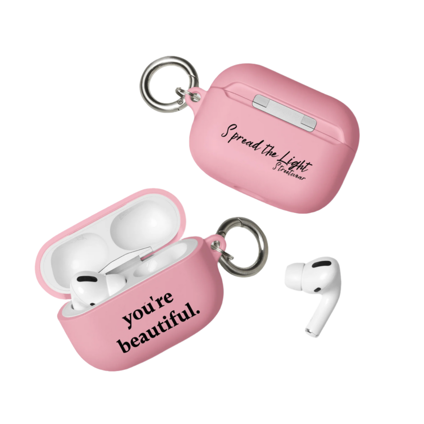 you're beautiful - Rubber Case for AirPods® - Mint and Pink