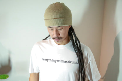 everything will be alright - Unisex Oversized Slit Hem - White