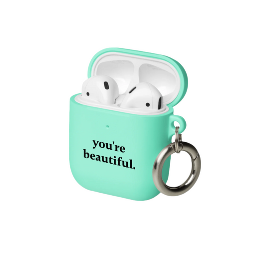 you're beautiful - Rubber Case for AirPods® - Mint and Pink