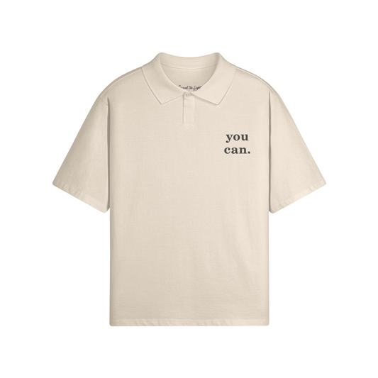 you can - Embroidered Oversized Polo - Beige