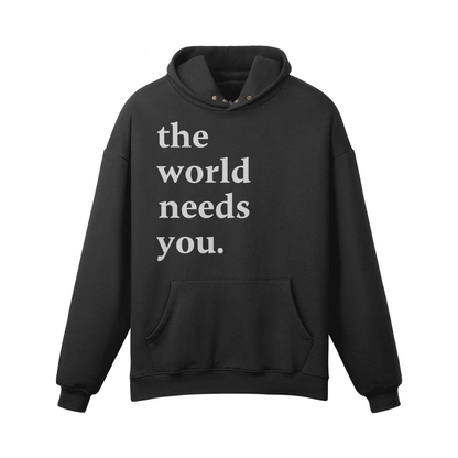 the world needs you - Fleece-Lined Double Snap Collar - Black