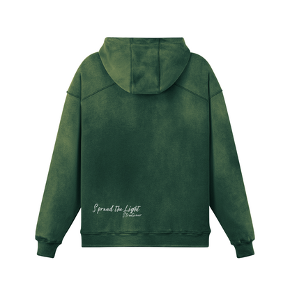 you are worthy - Oversized Sun Faded Heavyweight Hoodie - Mineral Green