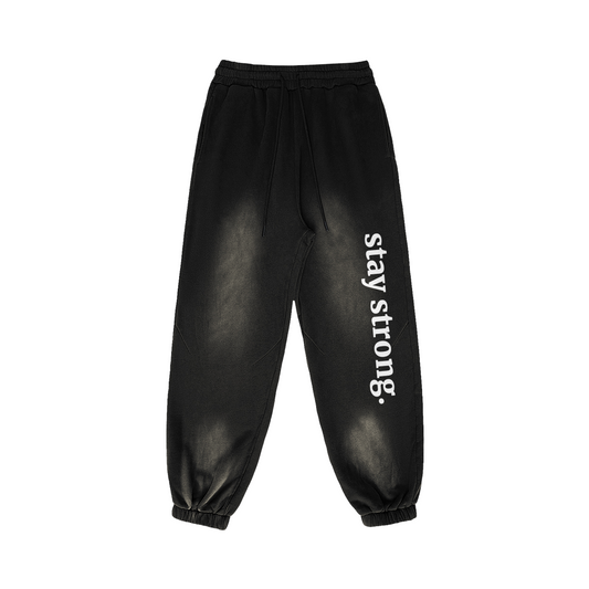 stay strong - Baggy Sun Faded Joggers - Smokey Black