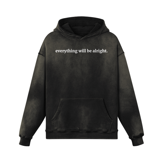 everything will be alright - Oversized Heavyweight Sun Faded - Smokey Black